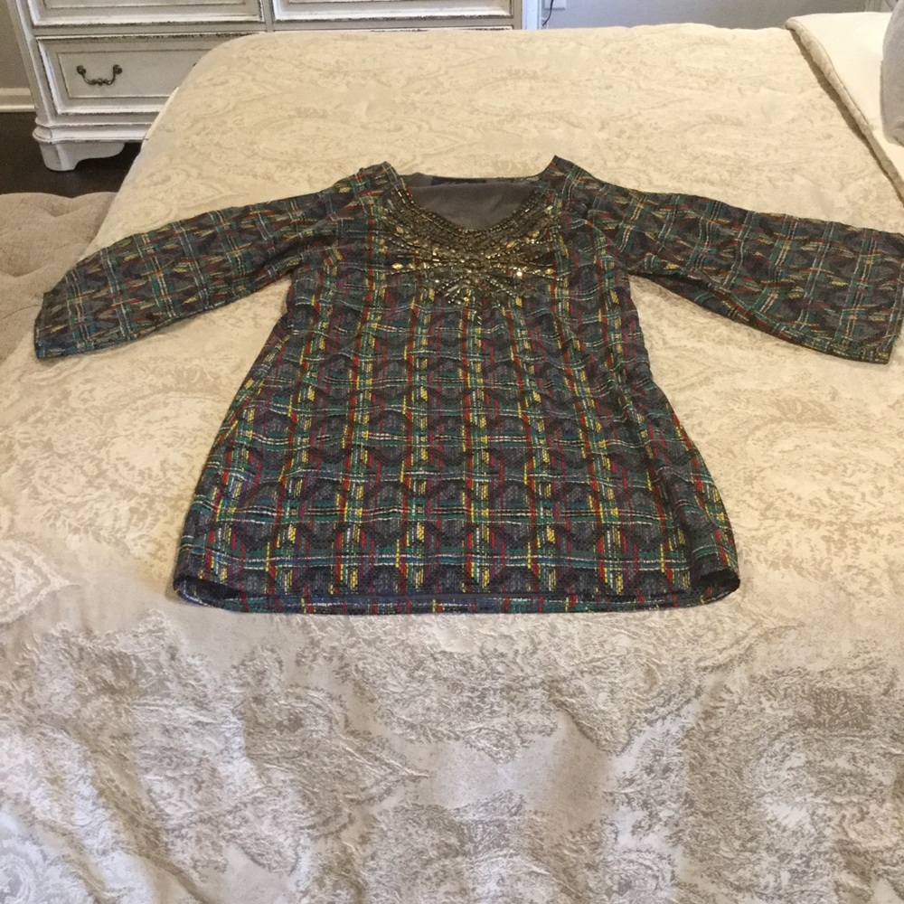 Blue Rain embellished cold shoulder dress gray S
